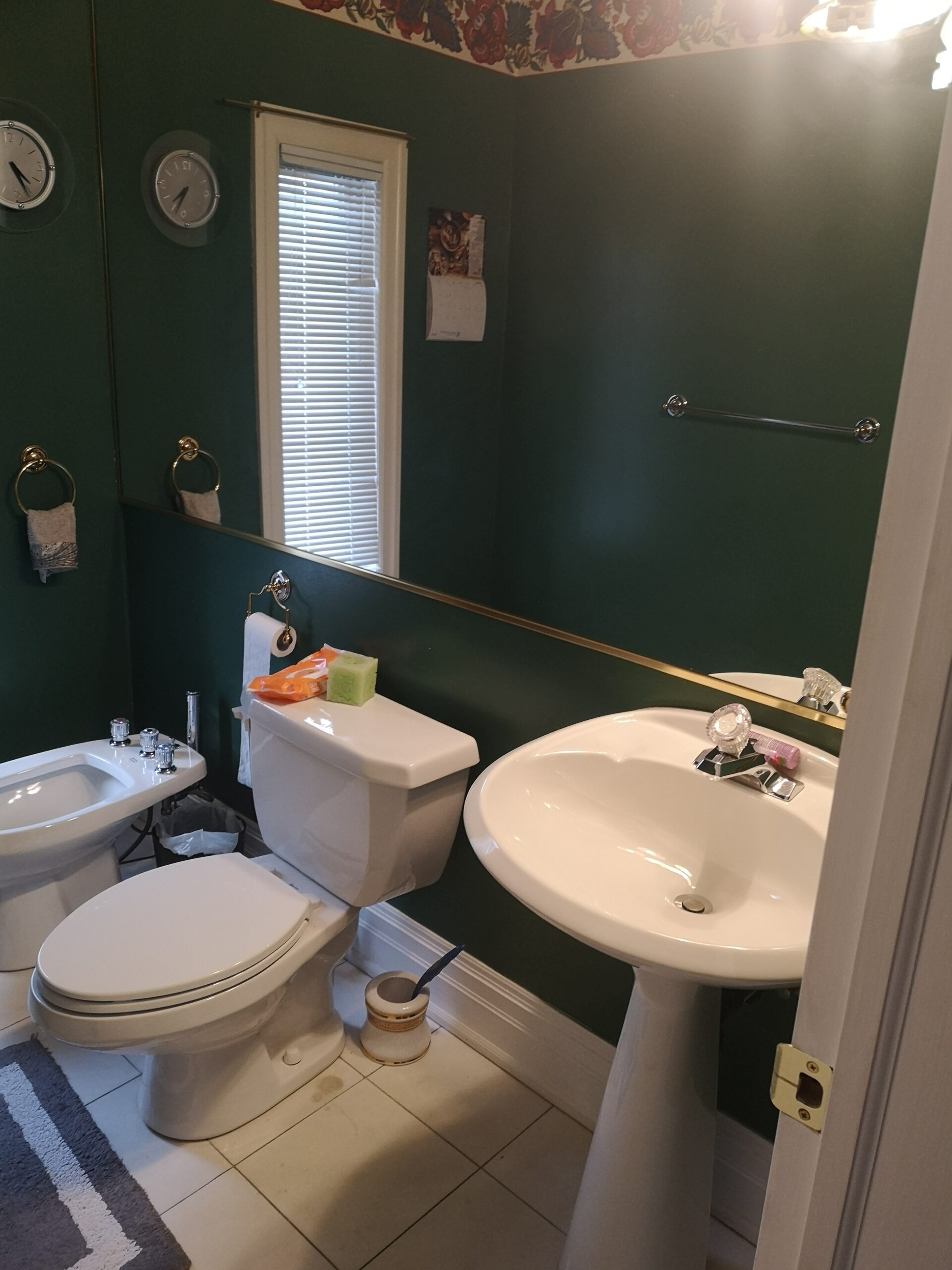 Gregwood ensuite before renovation — original pedestal sink and water closet, Mississauga