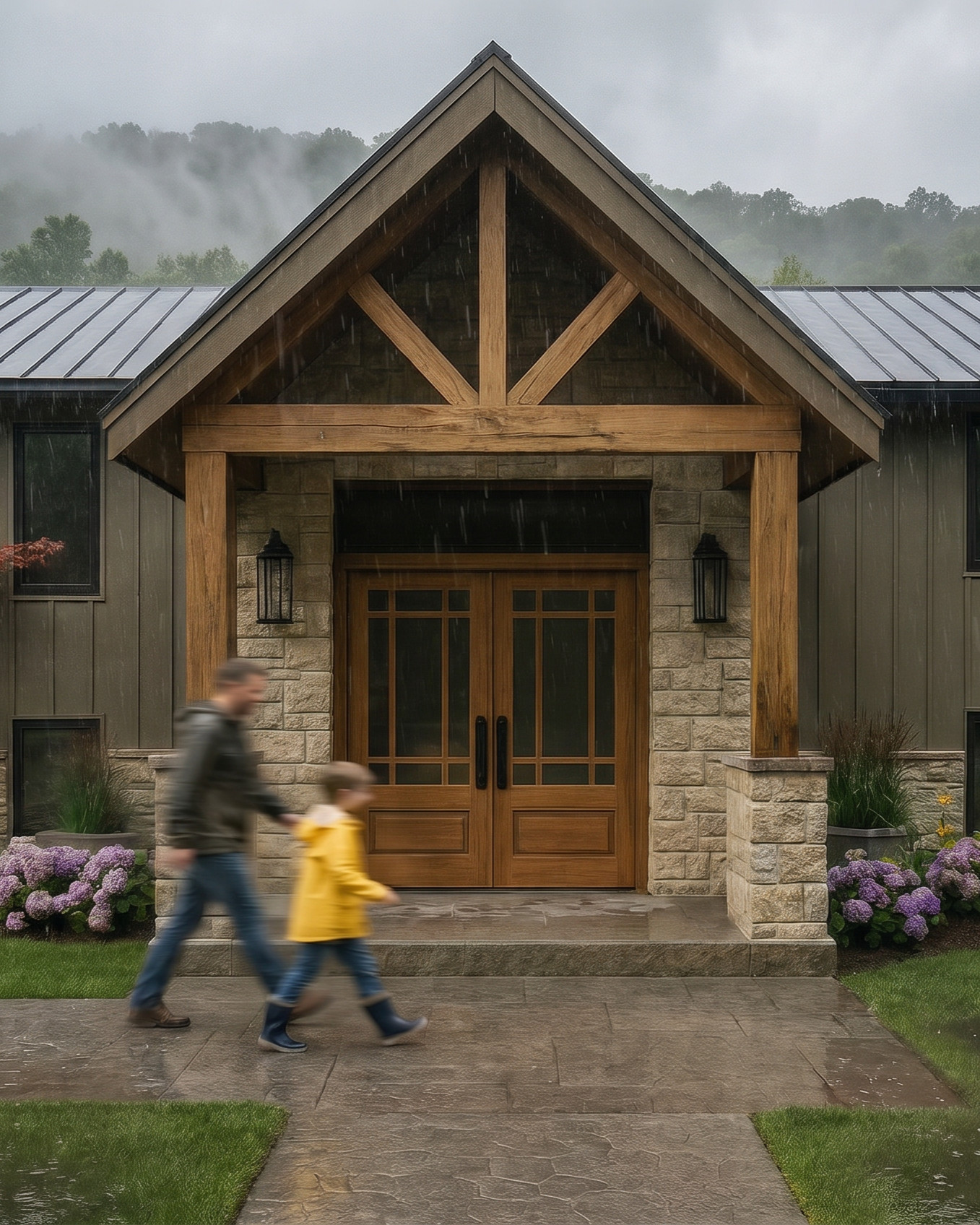 The finished facade in its setting