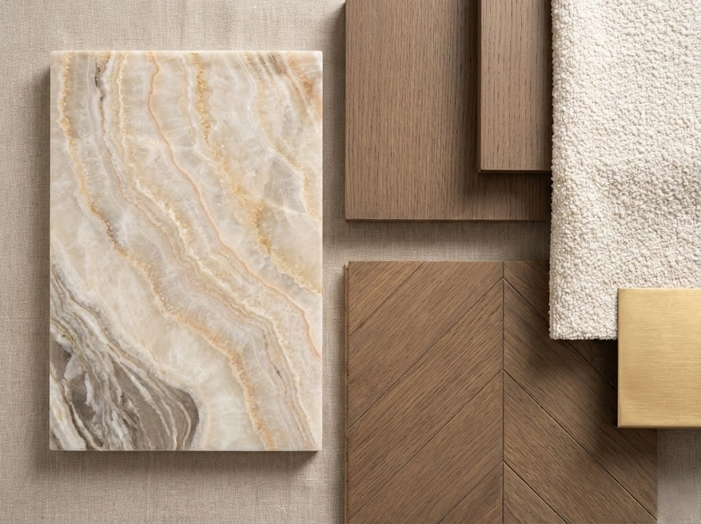 Studio Kimi material and finish board for an interior design project