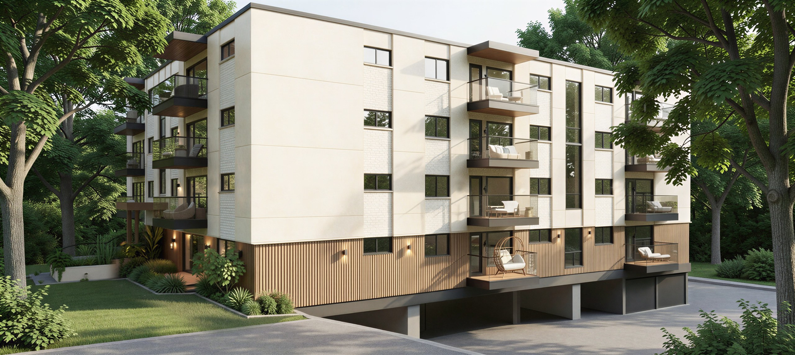 Pearl building entry and landscaping — Studio Kimi, Burlington