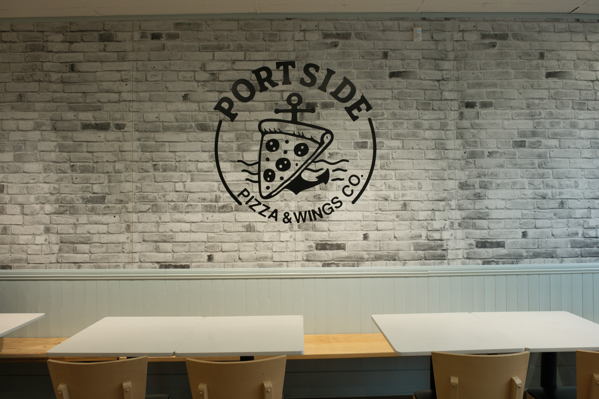 Brick brand wall and dining area