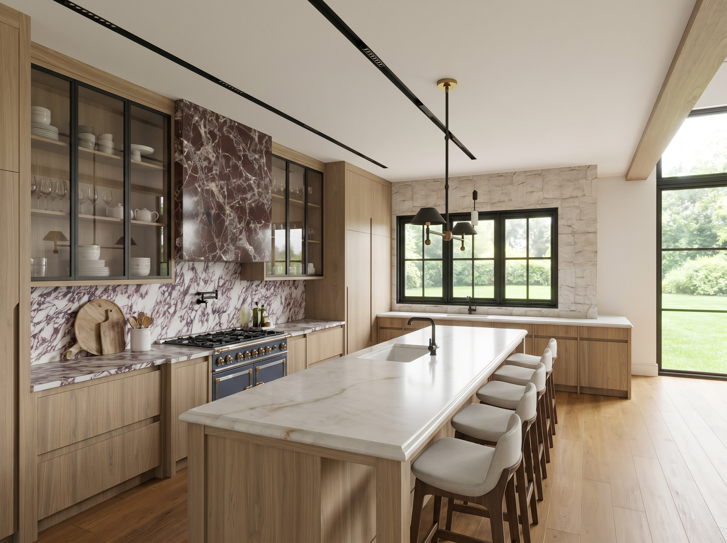 Sixth Lane kitchen with pantry wall and marble run — Studio Kimi interior design in Milton