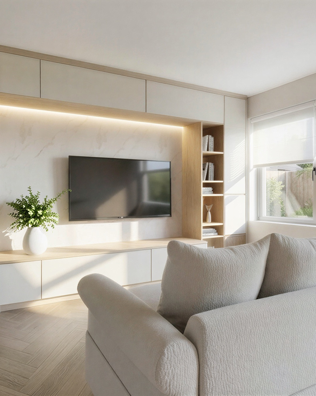 Pearl suite living room — Studio Kimi multi-residential interior design in Burlington