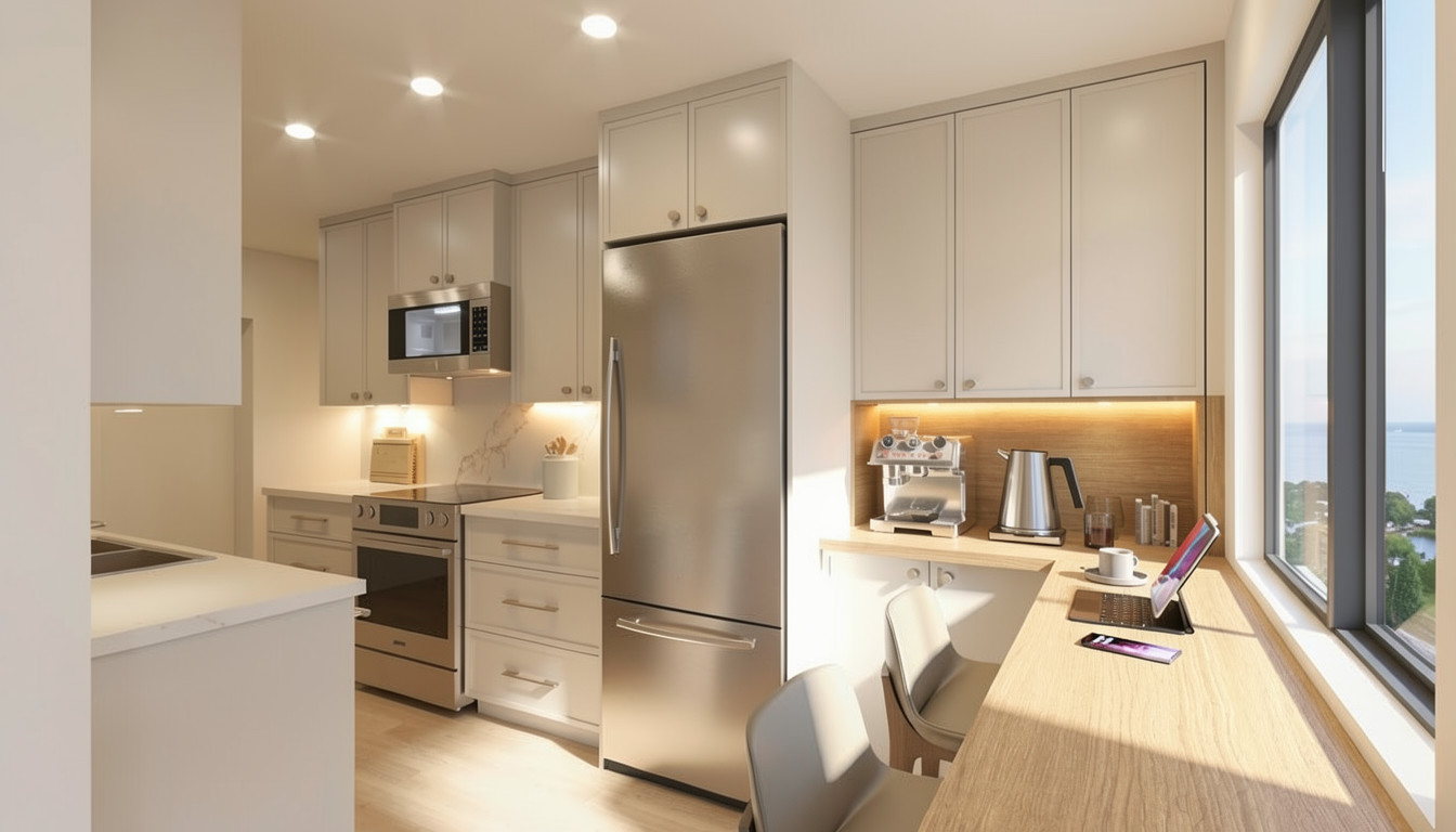 The working wall of the two-bedroom suite kitchen — Studio Kimi